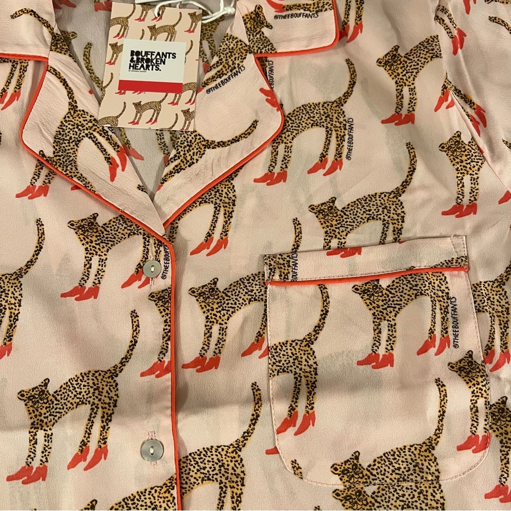 Bouffants & Broken Hearts Cheetah Shorty Pajama Set Medium Pink - Picture 6 of 17